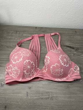 Victoria's Secret PINK The Date Bra 32D Racerback Hibiscus Floral Lightly Lined